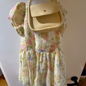 Floral Dress with Cream Bag